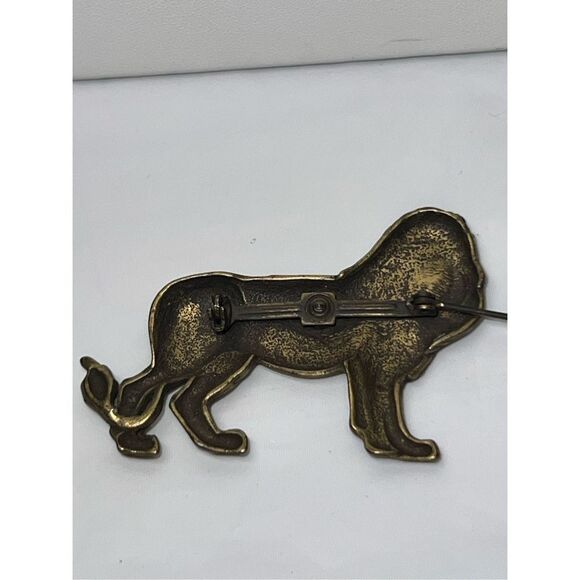 Vintage Burnished Gold Tone Lion‎ Brooch - Picture 4 of 7